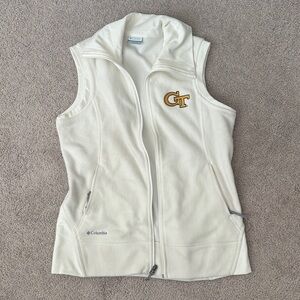 Columbia White Fleece Vest with Logo